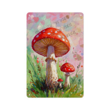 Whimsical Mushroom Aluminum Sign – Vintage Fungi Decor for Kitchen, Living Room, Garden – Perfect for Boho and Nature-Inspired Spaces 8x12 inch