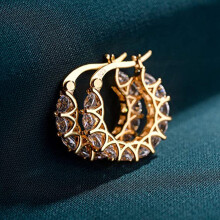 Goowood Gold U-Shaped Huggie Earrings for Women Fully Inlaid Zircon Lace Hoops Sparkly Fashion Jewelry Gift for Wedding Party Valentine's Day Gifts