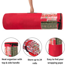 Straight Cylinder Christmas Decoration Storage Bag, 39.4x 11.82" Upright Christmas Tree Storage Bag, Zipper Close, Hanging Handle