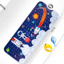 Tapis de bain antidérapant extra long (40 x 16 pouces) avec ventouses et trous d'évacuation, lavable en machine (espace).
