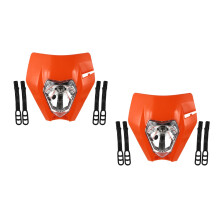 2Pcs Motocross Headlight Orange Plastic Compact Motorcycle Light