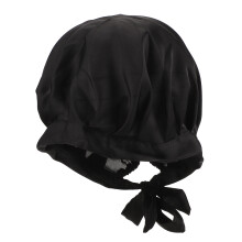 2Pcs Women’s Black Silk Sleep Hair Wrap Elastic Night Bonnet Home Use