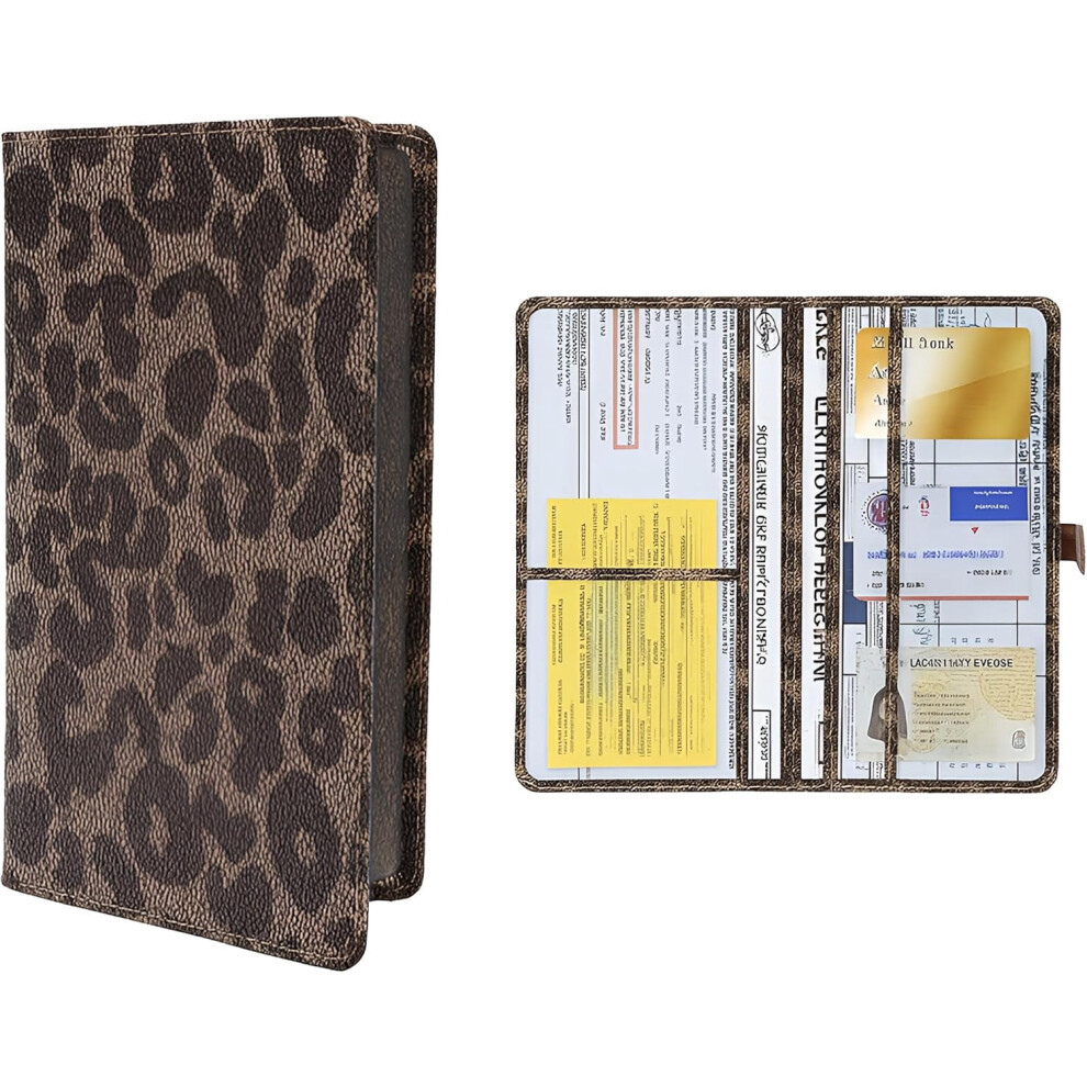 Leopard Pu Leather Glove Box Organizer With Magnetic Closure Â Universal Car Registration & Insurance Holder, Compatible With All Vehicles 9448990656196