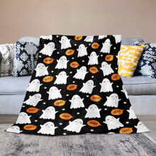 Halloween Ghost Throw Blanket - Soft Flannel, Cozy Black & White Halloween Bedding, Ideal Item for Kids Adults Wife Self,Fall Blanket(Small)