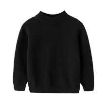 AWZXDE Kids' Solid Pullover Sweater, Round Neck, Casual Autumn/Winter Base Layer & Fashion Knit – Black, 6-7 Years, Compatible with AWZXDE