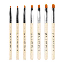 7PCS Nail Art UV Gel Brush Set Acrylic Nail Brushes Extension Gel Builder Brush Nail Painting Pen for Home Salon Use