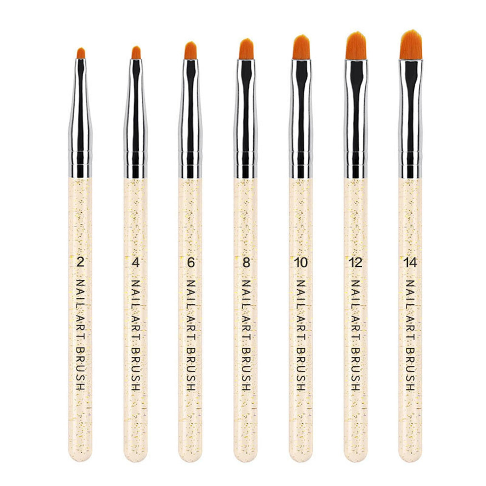 7PCS Nail Art UV Gel Brush Set Acrylic Nail Brushes Extension Gel Builder Brush Nail Painting Pen for Home Salon Use