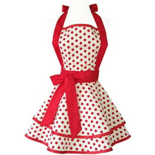 Cotton Retro Apron for Women Red Dot Design