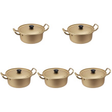 5Pcs Aluminum Soup and Noodle Pots Golden Color for Fast Cooking Use