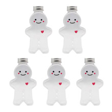 5pcs Cute Gingerbread Man Shape Sealed Jar Plastic Drinking Cup Milk Tea Water Bottle Christmas Decorations Kids Toy
