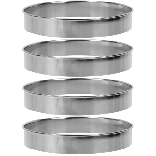 4Pcs Silver Round Pizza Ring Stainless Steel Kitchen Baking Supplies
