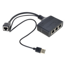 100Mbps Networking Splitter Ethernet Splitter with USB Power, Compatible for Various Ethernet Cable Heat Resistance