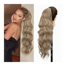 26" Long Body Wavy Extension Synthetic Heat Resistant Hair Extensions Hairpiece for Women Girls Drawstring Ponytail Natural Soft Clip in Ponytail