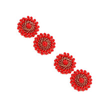 4Pcs Red Crystal Brooch Buttons Sew-on Loop Buttons for Elegant Decor