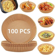 High-Temp Air Fryer Paper Bowls & Plates – 100-Pack, Non-Stick, Oven/Microwave/BBQ Safe, Eco-Friendly, Grease-Proof