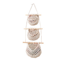 Hanging Fruit Basket Jute 3-Tier 12.6x35 Inch