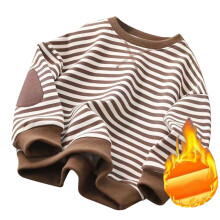 Kids Boys Girls Striped Crewneck Sweatshirt – Thick Warm Long Sleeve Fleece Pullover Top, Classic Casual Style, Autumn Winter School And Daily Wear