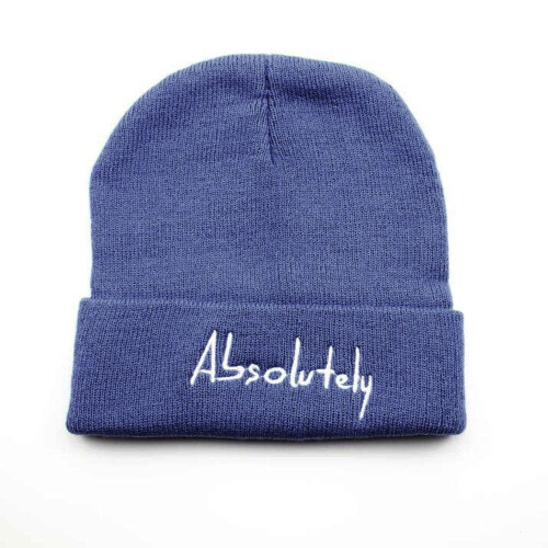 Stickad mössa med 'Absolutely'-broderi, unisex lösmössa