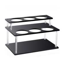 2 Tiers Black Acrylic Coffee Syrup Rack Organizer Holds 6 Bottles For Kitchen Countertop Condiments Storage Stand