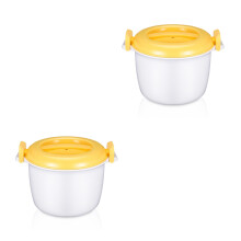 2Pièces Cuiseur Riz Micro-Ondes Jaune Plastique Alimentaire Portable