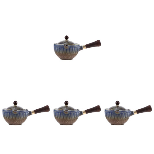 4Pcs Assorted Color Ceramic Tea Pots Rotating 360 for Household Use