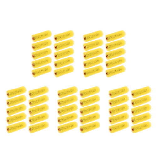 50Pcs Yellow Texture Sponge Paint Rollers for Walls Refillable 4 Inch