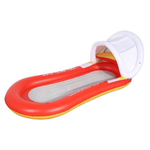 Orange Inflatable Floating Bed with Backrest and Sunshade