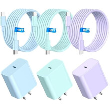 Carregador rápido de 20 W para iPhone (pacote com 3): cabo USB-C de 3 metros + adaptador de tomada, compatível com iPhone 15/16 Pro/Max/Plus –