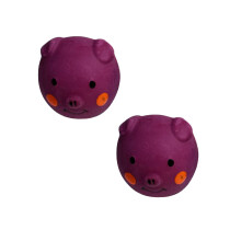 2er-Pack Hundebälle mit Schweinchengesicht, weiche, quietschende Latexspielzeuge für kleine bis mittelgroße Hunde, bissfest, Lila