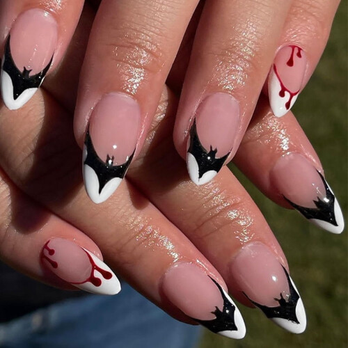 Halloween Press on Nails, Μεσαία ψεύτικα νύχια αμυγδάλου, Ψεύτικα νύχια πλήρους κάλυψης με