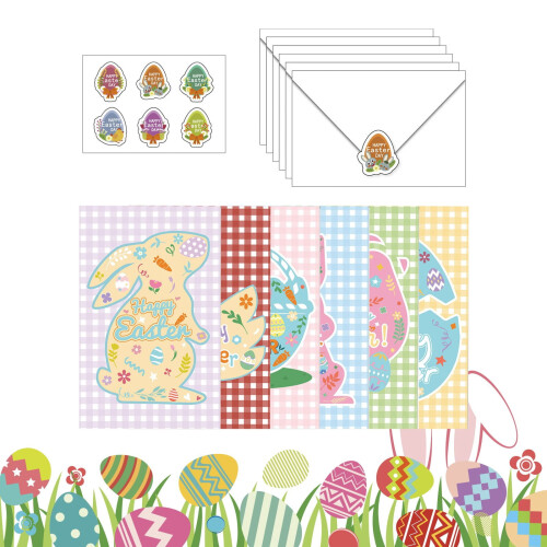 Cartões de Páscoa com envelopes e adesivos (pacote com 12)