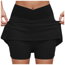 Damen-Skorts mit Taschen, Bauchkontrolle, Plus-Size-Skorts für Damen, hochtaillierte Sporthose, Rock, Freizeitshorts, Schwarz, XL
