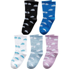 Socken mit weißem Wolkenmuster, Hip-Hop-Röhrensocken, 5 Paar