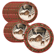 Lot de 16 assiettes en papier de 23 cm (9 pouces) à thème de Noël pour la décoration de table et les repas