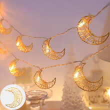 Guirlande lumineuse décorative LED Lune et Étoile, fonctionne sur piles (piles non incluses), idéale pour l'intérieur, les fêtes, les mariages,