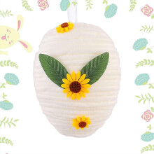 Disco Ball Easter Egg Ornament Set, Fabric Foam Eggs with Sunflower & Silver Mirror Ball, Hanging Decor for Spring, Party, Easter Tree