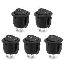 Lot de 5 interrupteurs Ă bascule ronds pour bateaux et applications marines, 250 V 6 A / 125 V 10 A, 2 broches, 2 positions.