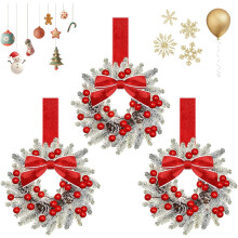 Mini Christmas Wreaths Artificial with Red Berries and Bows