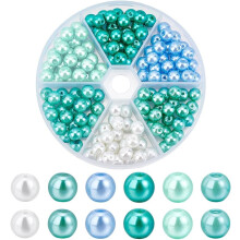150 piezas de perlas de vidrio de 8 mm en 6 colores para la creación de joyas con temática oceánica, pulseras y collares, manualidades DIY –