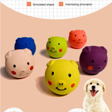 1-pack Piggy-Face pipande hundbollar, mjuka latex tuggleksaker för små/medelstora hundar – blå
