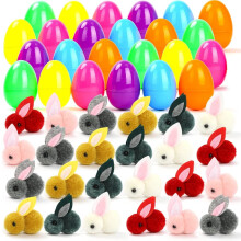 QianGlows Easter Bunny Surprise Eggs, 24-Piece Fillable Set with Toys, Kids Gift for Easter Basket Filler & Egg Hunt Prizes,