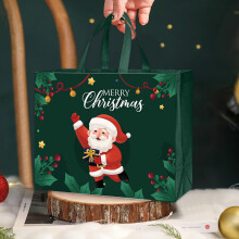 Grüne Weihnachtsgeschenktasche aus Vliesstoff, 32 x 25 x 17 cm