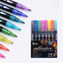Doppellinien-Konturmarker, 8/48 Farben, Metallic- und Glitzerstifte für Karten – Kompatibel mit Bürobedarf