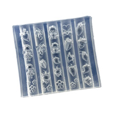 Molde de relieve para uñas, plantilla de silicona flexible transparente con