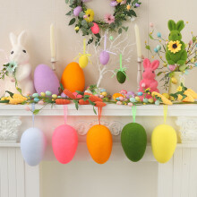 5.7"x8.7" Flocked Easter Egg Ornament, Vivid Yellow – Ideal for Tabletop, Mantel & Party Decor – Compatible with Easter Themes