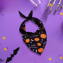 Bandana dla psa na Halloween, zmywalna, z motywem kości dyni, miękka, oddychająca tkanina, dla psów, świąteczny dodatek