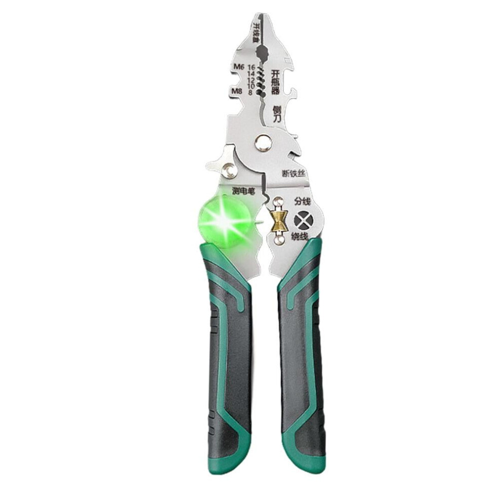 Qenashaing 8.5" Steel Wire Stripper With Stripping, Cutting & Crimping; Ergonomic Safety Lock Â Compatible With Home Repair 9555307664048