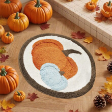 Tapis de bain citrouille et feuilles d'érable – 50 x 50 cm, décoration Thanksgiving/Halloween pour salon, chambre, cuisine, salle de bain, entrée