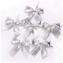 Confezione da 12 fiocchi natalizi in tessuto floccato per decorazioni dell'albero di Natale, confezioni regalo e decorazioni per feste di matrimonio