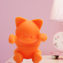 Orange Silicone Tea Infuser Cat Shape Food Grade Loose Leaf Herbal Tea Filter for Home Use